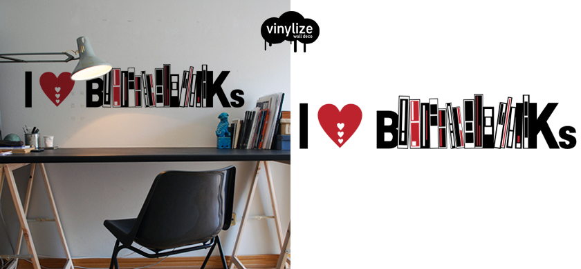 Vinylize Wall Deco - I Love Books - Wall Sticker