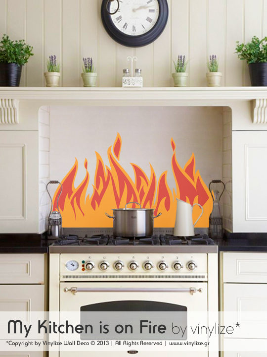 Vinylize Wall Deco - My Kitchen is on Fire - Wall Sticker