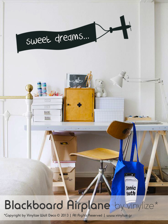 Blackboard Airplane a Wall Sticker by Vinylize Wall Deco