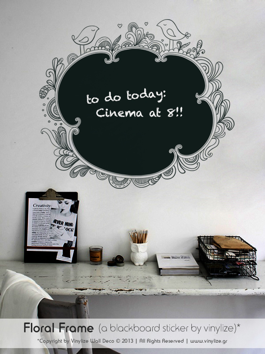 Blackboard Floral Frame a Wall Sticker by Vinylize Wall Deco