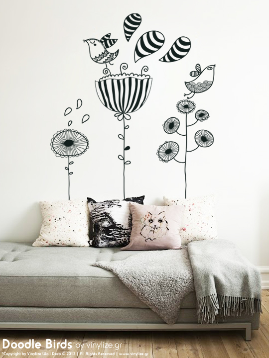 Doodle Birds a Wall Sticker by Vinylize Wall Deco