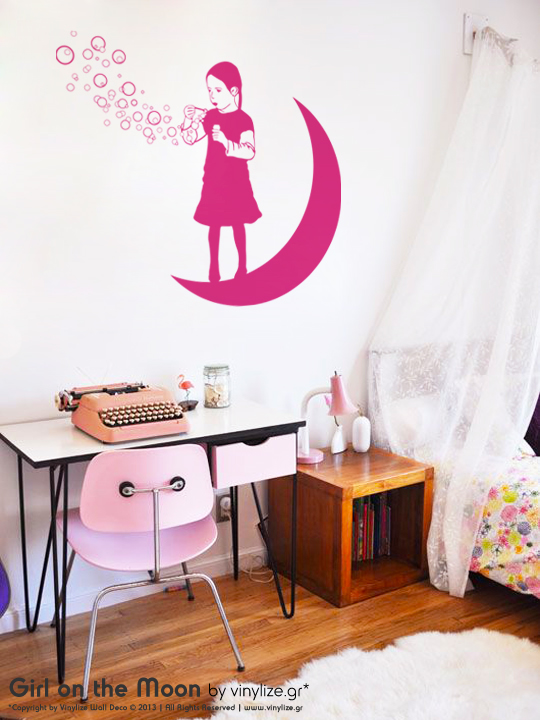 Girl on the Moon a Wall Sticker by Vinylize Wall Deco