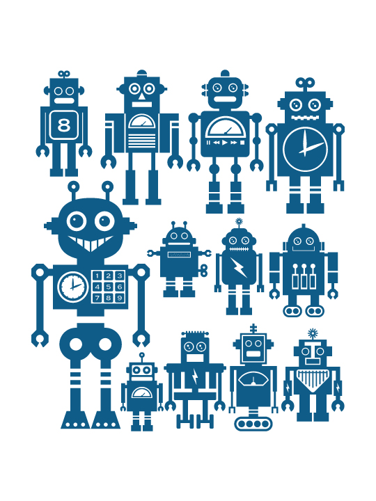 Mini Robots #2 a Wall Sticker by Vinylize Wall Deco