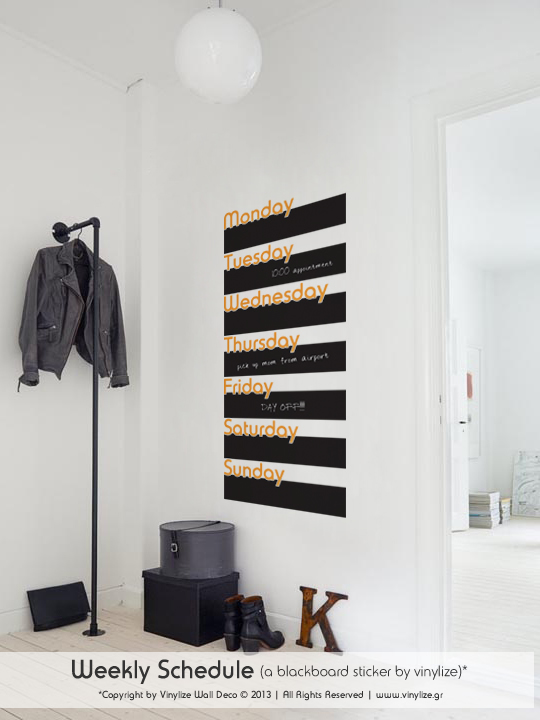 Blackboard Weekly Schedule a Wall Sticker by Vinylize Wall Deco